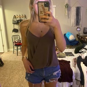 Cute v neck tank top with an open back!